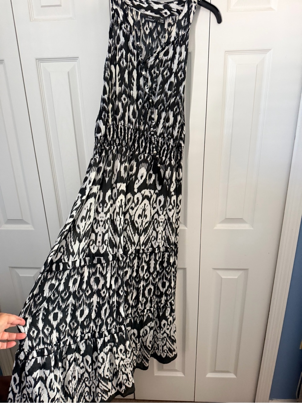 Mlle Gabrielle Black and White Printed Maxi Dress